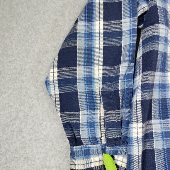 OshKosh B'Gosh Flannel Shirt Mens 2XLB Blue Plaid Heavyweight Cotton *Flaws* - Picture 9 of 13
